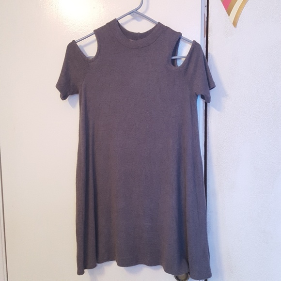 Aqua Dresses & Skirts - gray dress with cut out shoulders